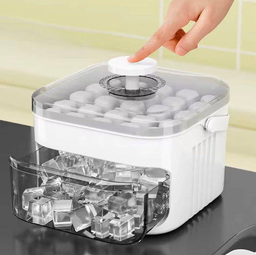 50-Cube Ice Maker with Easy Press Cap Double Layer Ice Cube Maker Refrigerator Household Ice Storage Ice Box